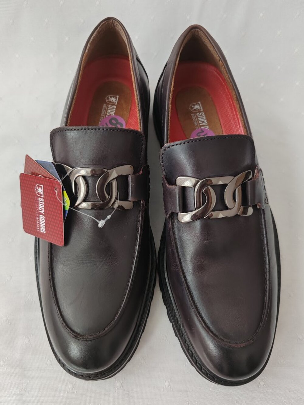 Stacy Adams RedZone Leather Moc Toe Bit Loafer Brown Lug Sole 8.5M NWT